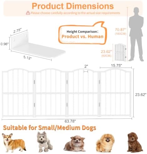 Snughome Dog Gate Indoor, 23.62" H Freestanding Short Dog Door Gates - Image 2