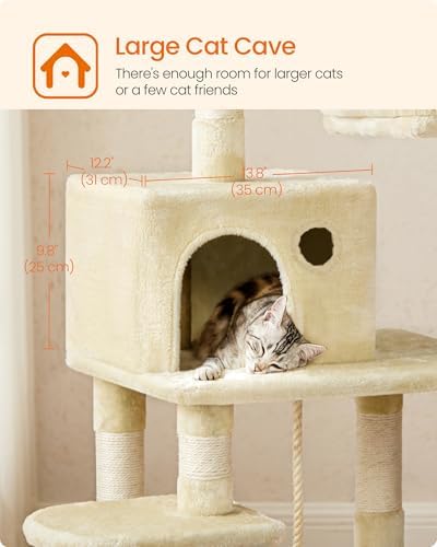 Feandrea Cat Tree, 55.8-Inch Large Cat Tower - Image 7