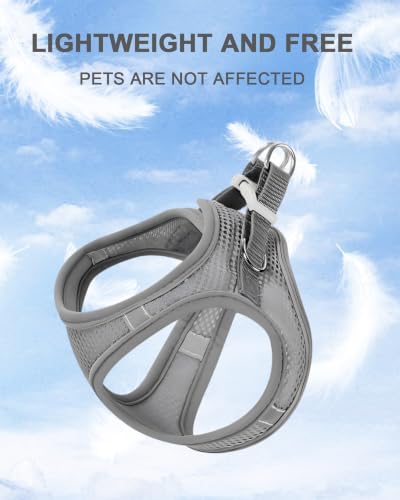 XXXS Grey Soft Mesh Dog Harness and Leash Set, No Escape Puppy Harnesses - Image 3