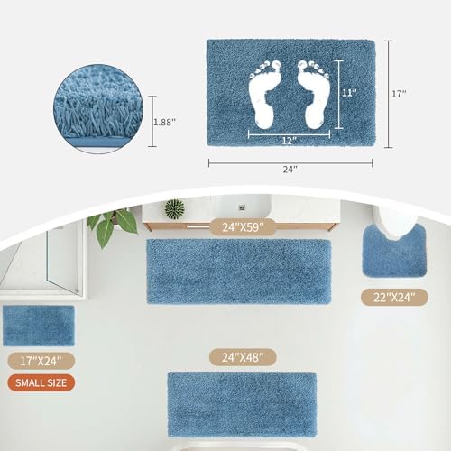Disolla Blue Bathroom Rugs 17x24, Microfiber Non-Slip Plush Small Bath Mat - Image 2