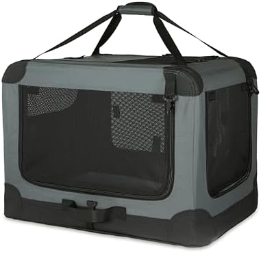 Amazon Basics 4-Door Portable Folding Soft Dog Crate, Collapsible Travel Kennel by AmazonBasics