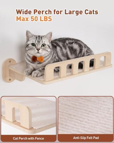 6-in-1 Cat Wall Shelves for Large Cats, Large Cat Bed, Wide Perch - Image 2