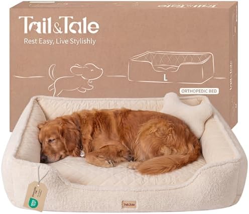 Cooling Orthopedic Dog Bed for Large Dogs, Memory Foam, Washable Cover by TailTale