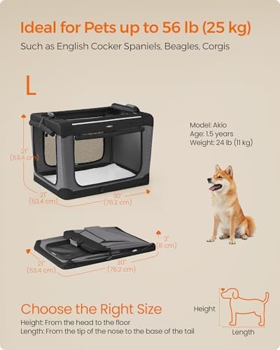 Feandrea Collapsible Dog Crate, Portable Oxford Fabric Pet Carrier - Image 6