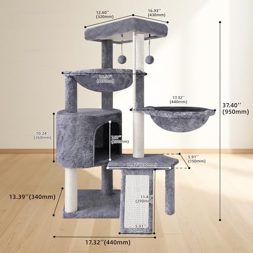 Three Layer Cat Tree with Cat Condo and Two Hammocks - Image 3