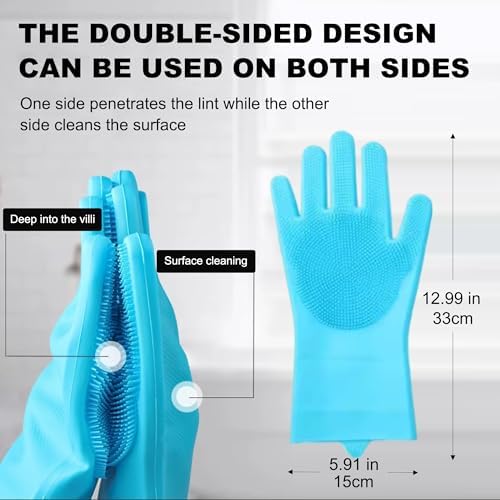 Pet Grooming Gloves, Heat Resistant Silicone Gloves，Silicone Hair Removal Mitt - Image 3