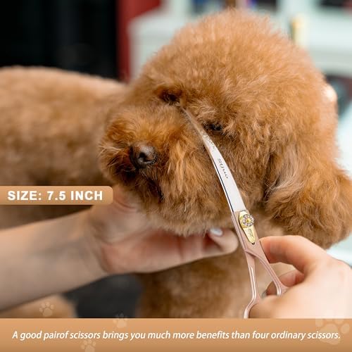 Professional Dog Grooming Scissors Rose Gold 440C Stainless Steel Straight - Image 2