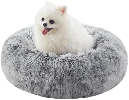 23 inches Faux Fur Fluffy Donut Dog Bed by BedStillLoveStill