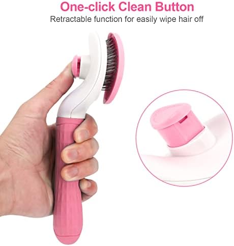 Depets Cat Brush for Shedding, Skin Friendly Self-Clean Dog Slicker Brush - Image 3