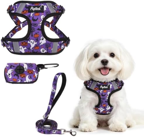 PUPTECK Halloween Dog Harness and Leash Set Small Sized, Step in No Pull by PUPTECK