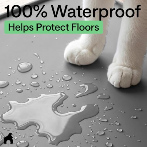 GORILLA GRIP Cat Litter Box Mat, Easy Clean Silicone Mats, 35x23 Gray - Image 5