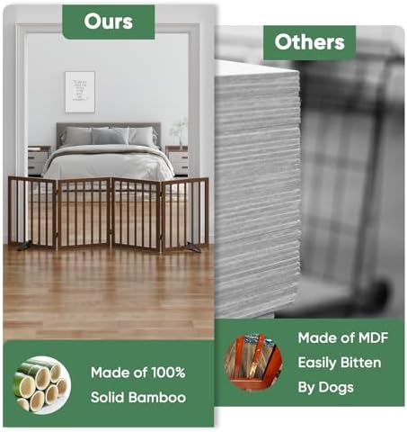 Dog Gates for Doorways, Freestanding Foldable Dog Gate Indoor, Pet Gates for - Image 5