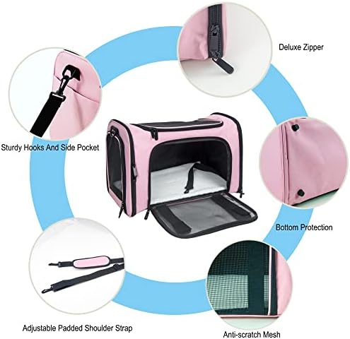 Soft Sided Carrier for Small Medium Cats Dogs, TSA Airline Approved Collapsible - Image 3