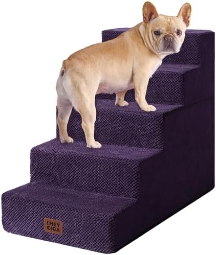 EHEYCIGA Dog Stairs for High Bed 22.5" H, 5-Step Dog Steps by EHEYCIGA