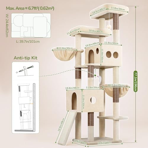 Globlazer Tall Cat Tower Extra Large Cat Tree House - Image 6