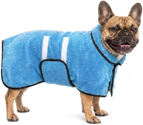 Dog Bathrobe, Super Absorbent for Small to Large Dogs, Light Blue M by Bienbee