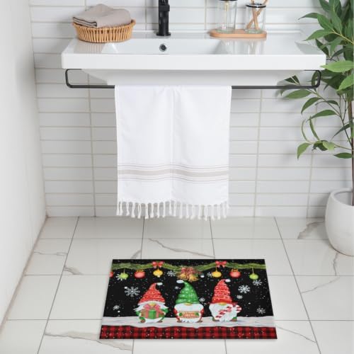 Giwawa Black Xmas Gnome Bath Rug Winter Snowflake Entryway Doormat Non Slip - Image 2