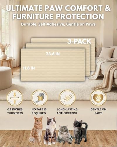 Corner & Wall Cat Scratch Mat, Self-Adhesive Trimmable Cat Scratcher, Wall - Image 6