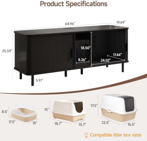 ONBRILL 65 Inches Cat Litter Box Enclosure - Image 2