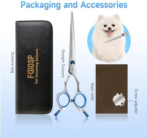 Straight Dog Grooming Scissors 7 in Dog Hair Scissor Trimming Dogs Pet Cat - Image 7