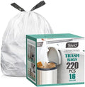 1.6 Gallon Small 220 Counts Strong Drawstring Trash Bags Garbage Bags by Teivio by Teivio