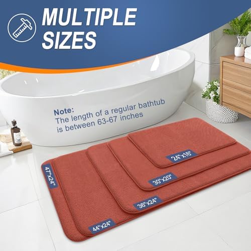 OLANLY Memory Foam Bathroom Runner Rugs 70x24, Long Mats, Rustic Terracotta - Image 5