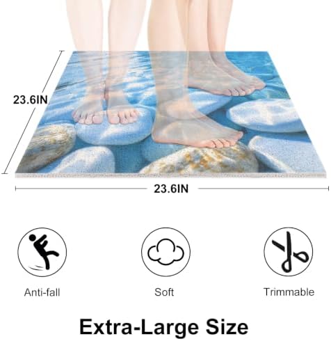 Square Shower Mat, Yonala 24 x 24 Inch Stylish Non Slip Shower Mats - Image 2