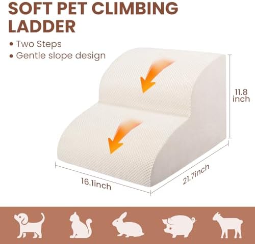 Dog Stairs for Small Dogs, High Density Foam Dog Ramp, Extra Wide Non-Slip Pet - Image 3