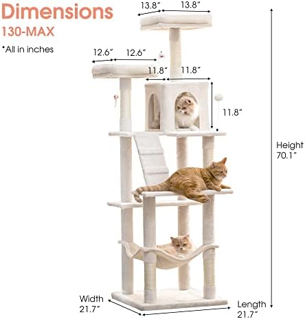 MWPO 70.1-Inch Large Cat Tree, Plush Cat Condo - Image 6
