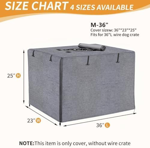 DONORO Dog Crate Cover, Waterproof Pet Kennel Cover 600D Heavy Duty Dog Cage - Image 3