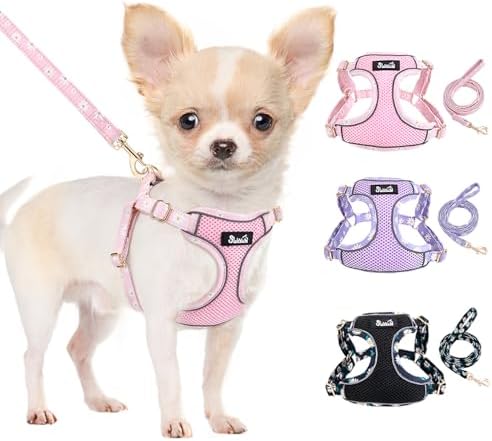 Lukovee Small Dog Harness and Leash Set, No Pull Lightweight Soft Mesh Vest by Lukovee