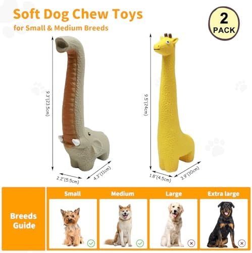 Latex Squeaky Dog Toys, 2 Pack Soft Rubber Dog Chew Toys, 9.5" Standing Stick - Image 3