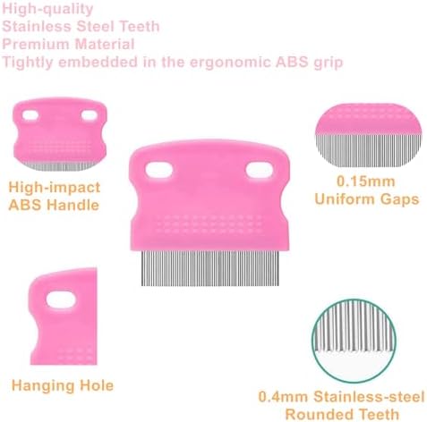 5 Pack Flea Lice Comb, Stainless Steel Dog Cat Grooming Combs - Image 3