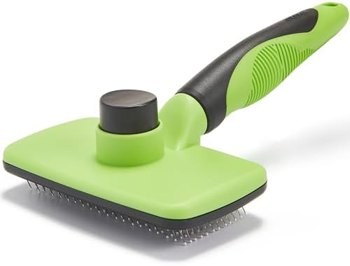Self-Cleaning Slicker Brush for Dogs and Cats, Pet Grooming Brush for Shedding by OEFEO