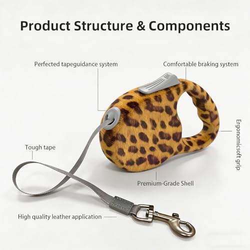 Retractable Dog Leash for Medium & Large Dogs up to 80 lbs, One-Handed Brake - Image 2