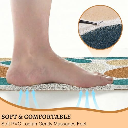 Square Loofah Shower Mat Non Slip, Quick Drying Foot Scrubber Mats - Image 4