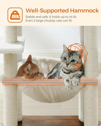 Feandrea Cat Tree, 56.3-Inch Contemporary Cat Tower - Image 4