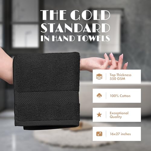 Wealuxe Black Hand Towels 16x27 Inch - Image 2