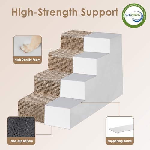 EHEYCIGA Dog Stairs for Bed 20" H, 4-Step Extra Wide Dog Steps - Image 3