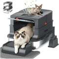 Cat Litter Box Extra Large Enclosed Litter Box Dark Gray by TEKEPL