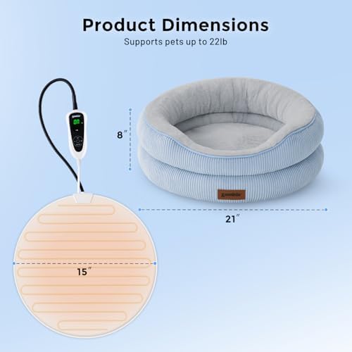 ZOMISlA Heated Cat Bed for Indoor Cats, 25 Timer & 11 Temp Adjustable - Image 3