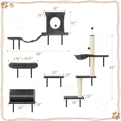 7-in-1 Cat Wall Shelves, Wall Mounted Climber Set - Image 4