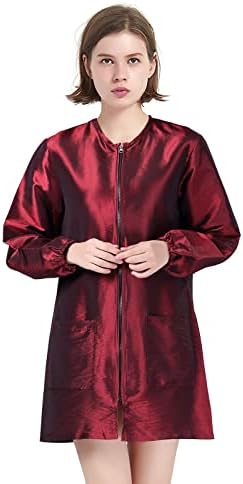 TOPTIE Salon Jacket with Long Sleeve, Unisex Satin Grooming Smock by TOPTIE