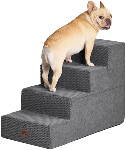 EHEYCIGA Dog Stairs for Bed 20" H, 4-Step Extra Wide Dog Steps by EHEYCIGA