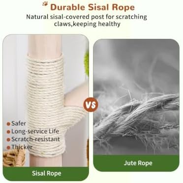 Indoor Cat Tree Tower: Multi-Level Sisal Scratching Post 53.5 Inch - Image 5