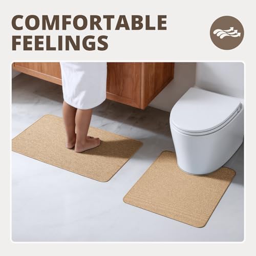 Bathroom Rugs Sets 2 Piece, Thin Bath Mat Absorbent Quick Dry, Machine Washable - Image 6