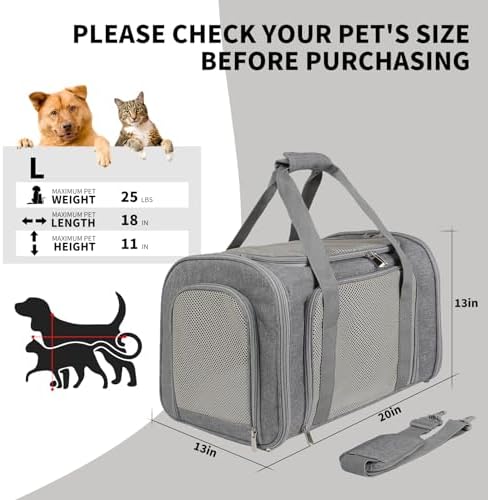 Cat Carrier, Soft-Sided Airline Approved Pet Carrier Case - Image 5