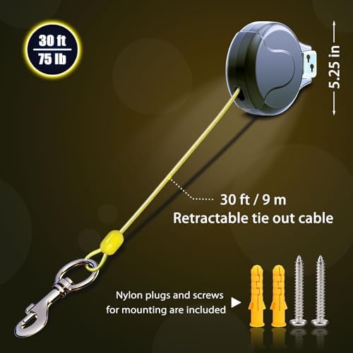 30FT Wall Mount Retractable Dog Tie Out Cable - Image 5