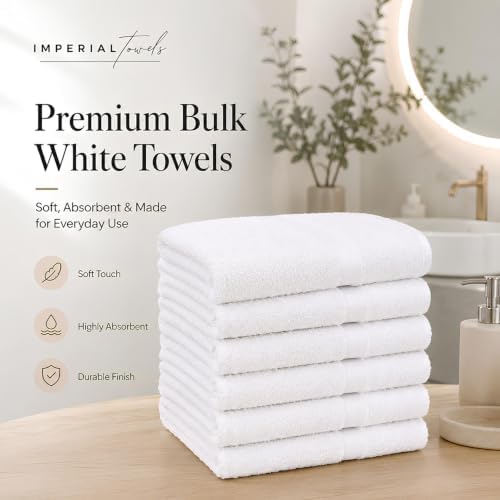 (Pack of 12 White Bath Towels Bulk 20x40 Inches - Image 2