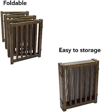 LZRS Wooden Free Standing Dog Gate 120" W x 24" H, Foldable Solid Hardwood Pet - Image 4